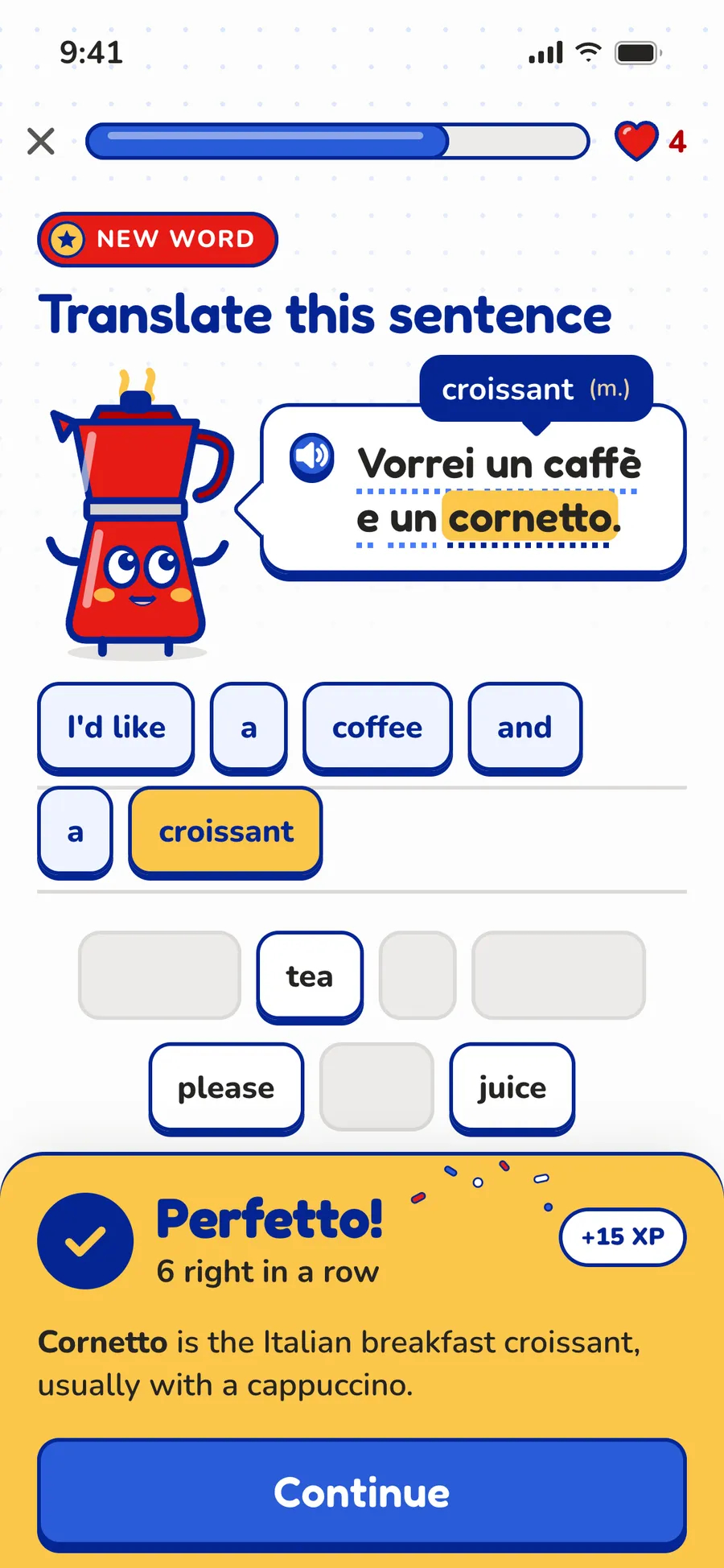 Parlo: Italian lesson (phone, 390×844 @3x)