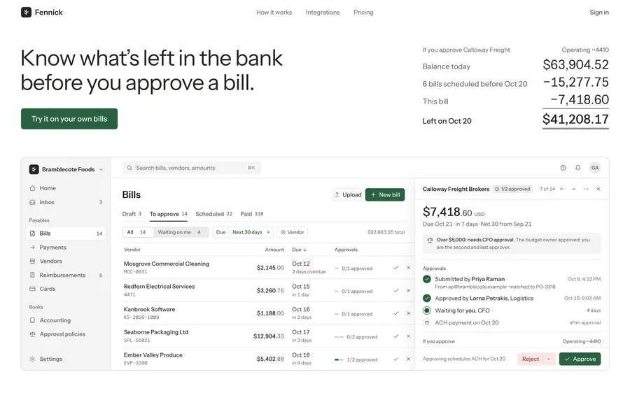 Fennick: bill approvals hero (B2B)