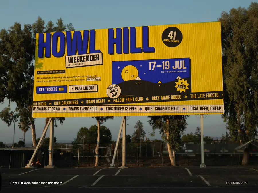 Roadside board: Howl Hill Weekender