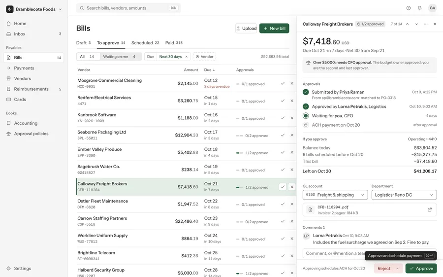 Bill approvals · Fennick · tooltip
